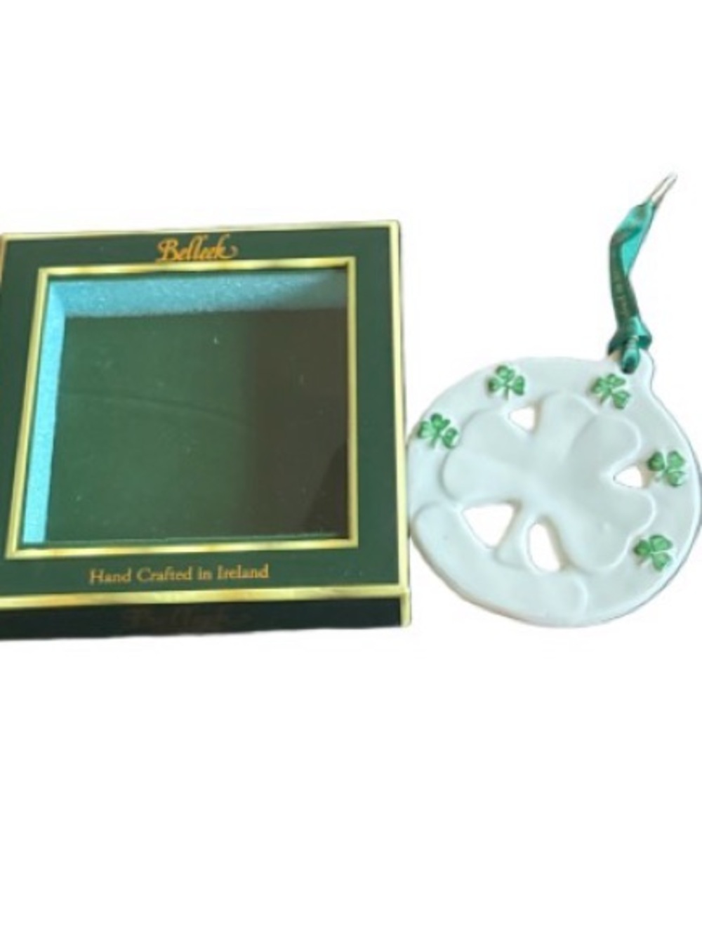Belleek persinalizable  Ornament with Green Shamrock Accents
